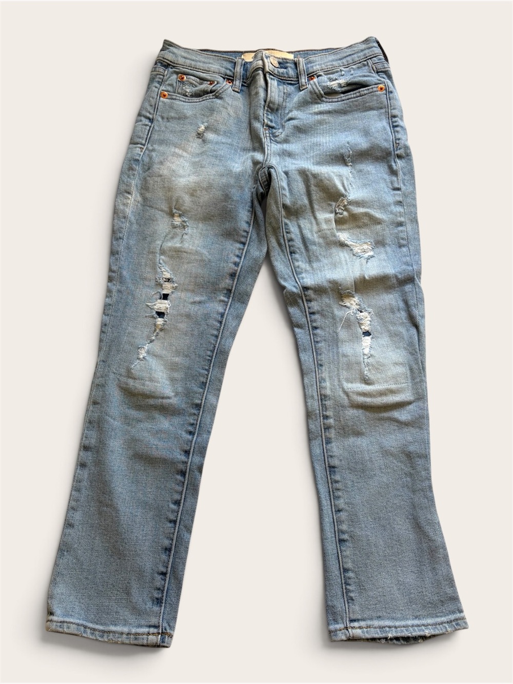 GAP 1969 Best Girlfriend Distressed Jeans Light Wash Size 24 Petite Grunge Indie